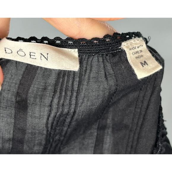 DOEN Sz M Medium Black Ramie Pintuck Renaud Ramie Skirt - Picture 3 of 9